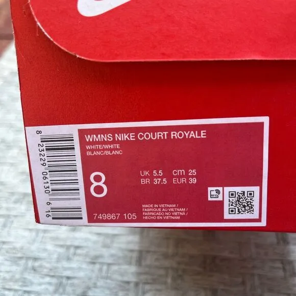 Nike Court Royale white lace closure shoes, NWT, size 8