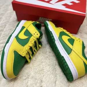 Nike dunk low-top green and yellow Brazilian women's sneakers