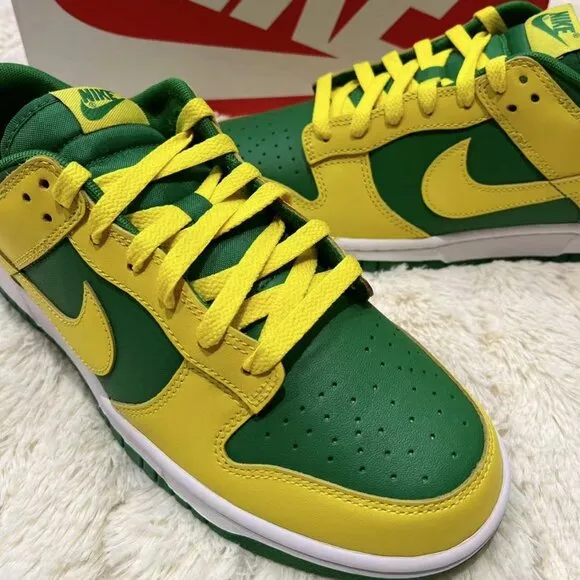 Nike dunk low-top green and yellow Brazilian women's sneakers