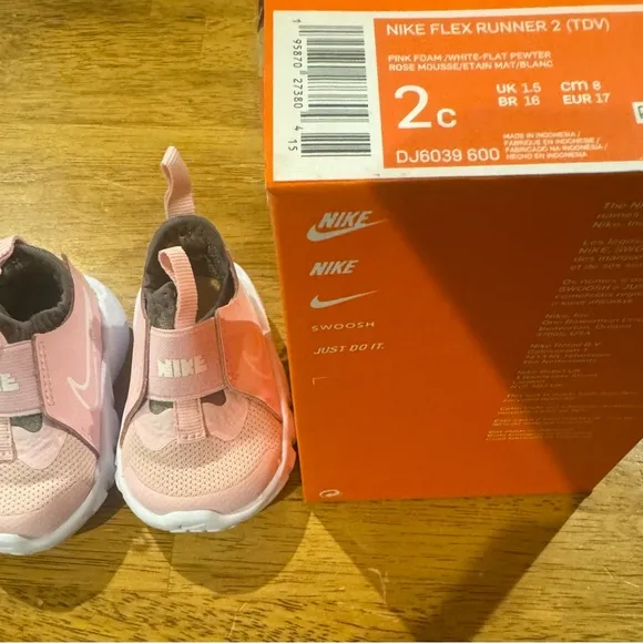 Nike Flex Runner 2 (TDV) Pink Toddler Shoes DJ6039 600 Size 2c New In Box