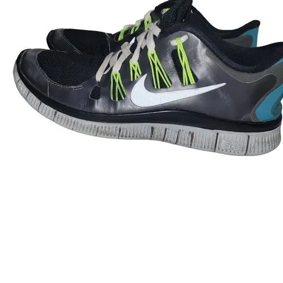 Nike Free 5.0 Running Training Shoes Black Yellow Womens Size 7