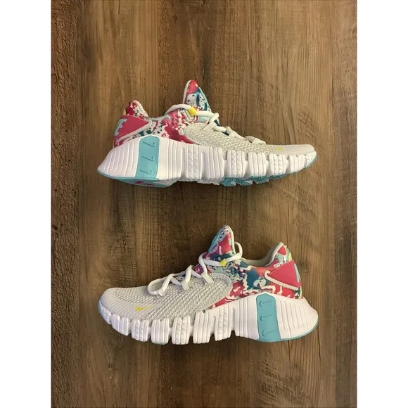 Nike Free Metcon 4 White Teal Pink Gym Training Shoes DQ0304-001 Women Size 6.5