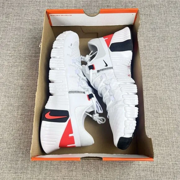 Nike Free Metcon 5 White Bright Crimson DV3949-100 Men's Shoes Training Sz 10.5