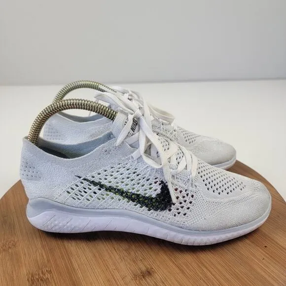 Nike Free RN Flyknit 2017 'White Platinum' Women's Running Shoes 942839-100 Sz 8