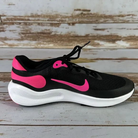 Nike Girls' Revolution Size 6Y Running Shoes Black/White/Hyper Pink FB7689-002