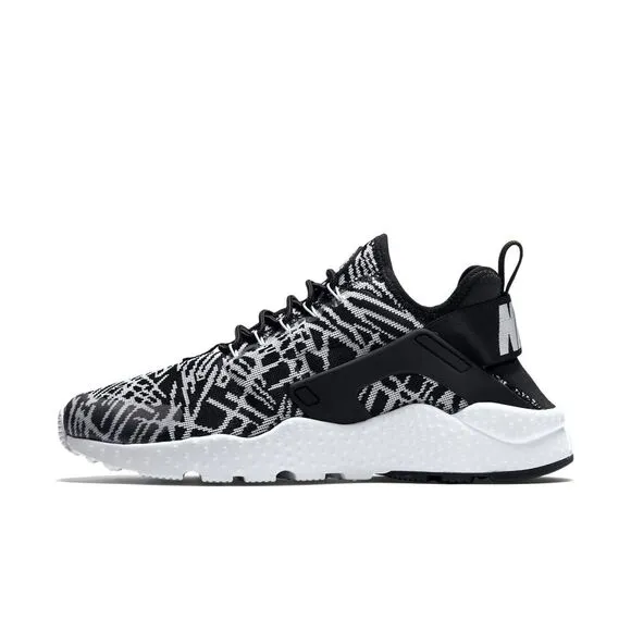 Nike Huarache Run Ultra Jacquard 819151-001 Knit Black/White Wm 9.5 Athleisure