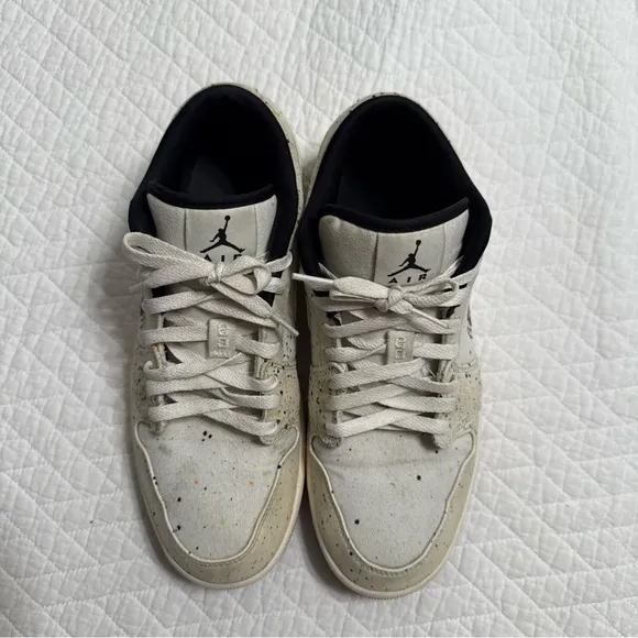 Nike Jordan 1 Low SE DH3295-100 Mens White Paint Splatter Sneakers Shoes Size 10
