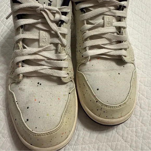 Nike Jordan 1 Low SE DH3295-100 Mens White Paint Splatter Sneakers Shoes Size 10
