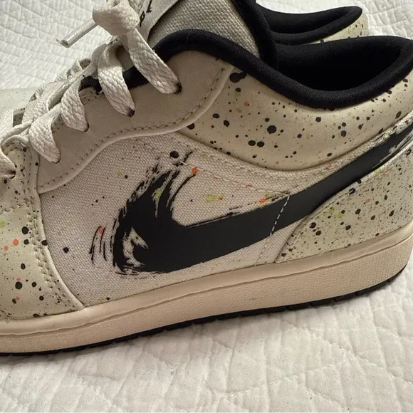 Nike Jordan 1 Low SE DH3295-100 Mens White Paint Splatter Sneakers Shoes Size 10