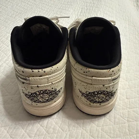 Nike Jordan 1 Low SE DH3295-100 Mens White Paint Splatter Sneakers Shoes Size 10