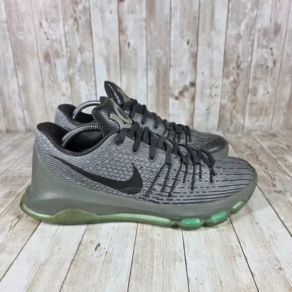 Nike KD 8 Basketball‎ Shoes Sneakers Athletic Training Gray Green Size 10