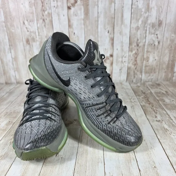 Nike KD 8 Basketball‎ Shoes Sneakers Athletic Training Gray Green Size 10