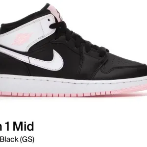 Nike Kids Air Jordan 1 Mid Black and Pink Shoes