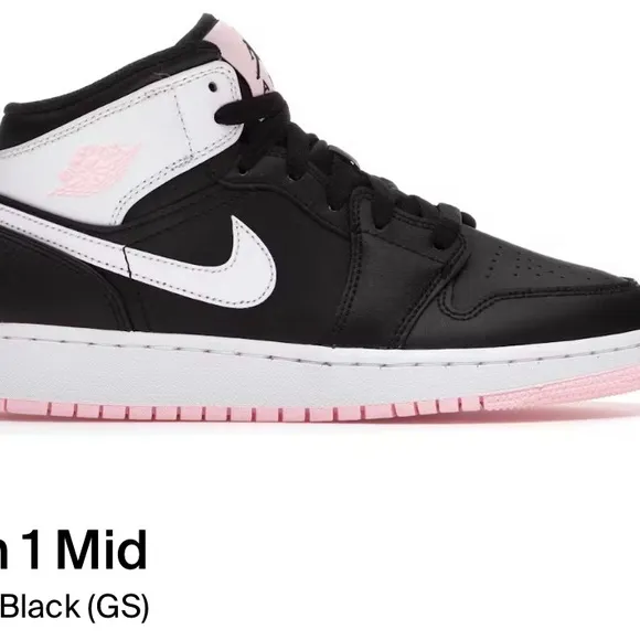 Nike Kids Air Jordan 1 Mid Black and Pink Shoes