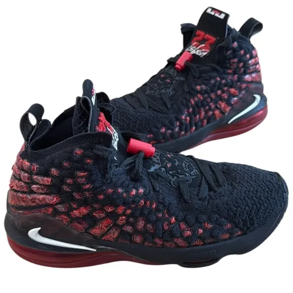 NIKE LENRON XVII INFRARED GS BIG KID BASKETBALL SHOES HIGH TOP RED BLACKSZ 5.5Y