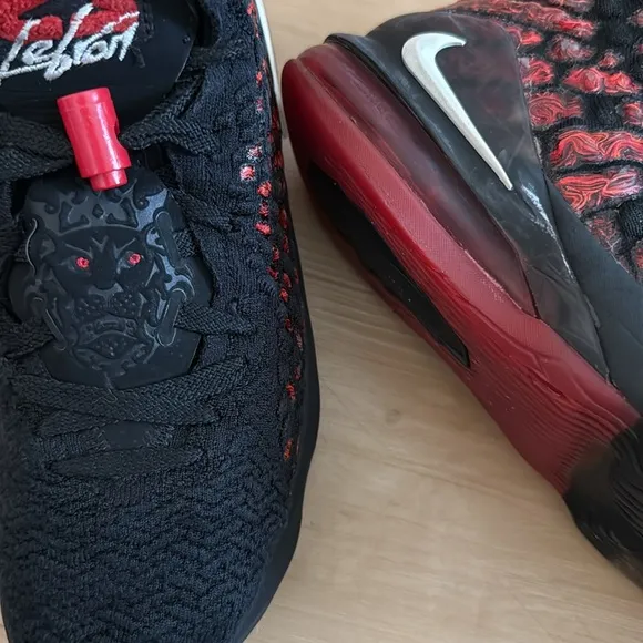 NIKE LENRON XVII INFRARED GS BIG KID BASKETBALL SHOES HIGH TOP RED BLACKSZ 5.5Y