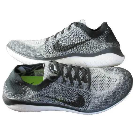 Nike Men's Free RN Flyknit 2018 Running Training Shoes White Black Sizes NIB