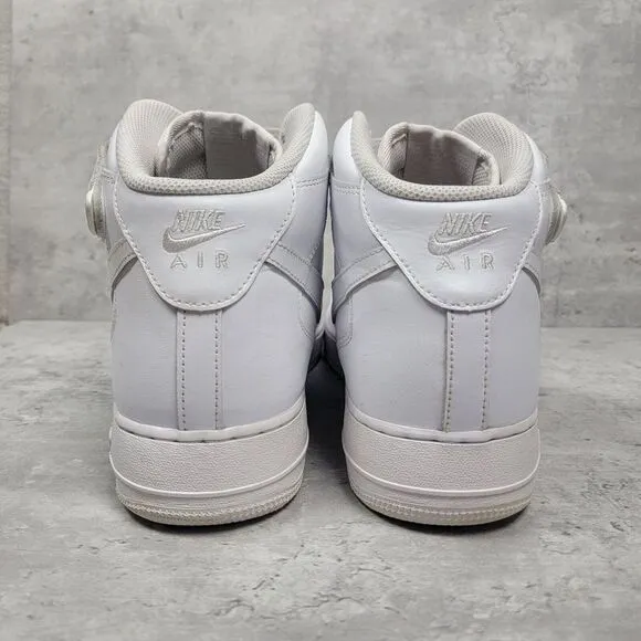 Nike‎ Mens Size 14 Air Force 1 Mid Shoes Sneakers Triple White CW2289-111