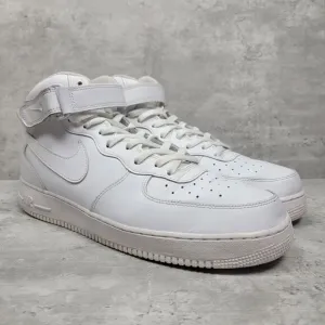Nike‎ Mens Size 14 Air Force 1 Mid Shoes Sneakers Triple White CW2289-111