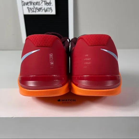 NIKE METCON 5 NIGHT MAROON ORANGE MENS TRAINING SHOES SIZE 9 WEIGHTLIFTING GYM R