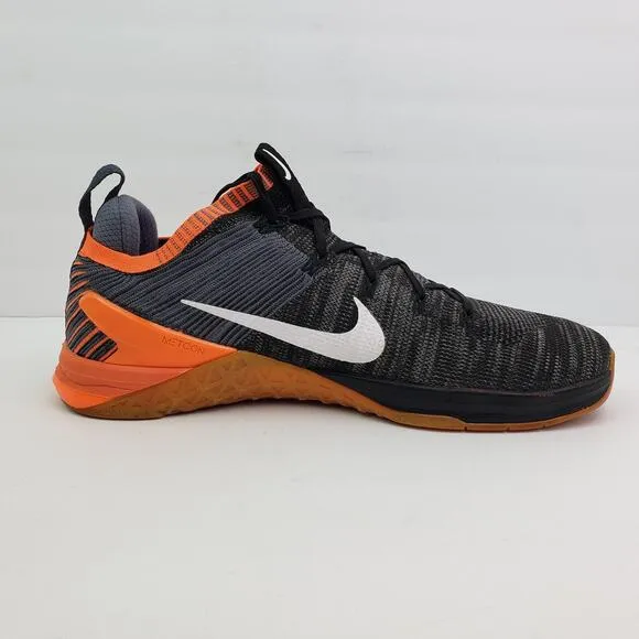 Nike Metcon DSX Flyknit Mens Size 13 Black Orange Training Sneaker Shoes