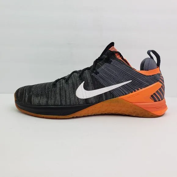 Nike Metcon DSX Flyknit Mens Size 13 Black Orange Training Sneaker Shoes