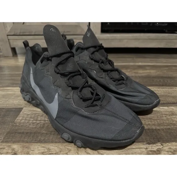 Nike React Element 55 Men's Sz 13 Triple Black  Sneaker Running Shoes BQ6166-008
