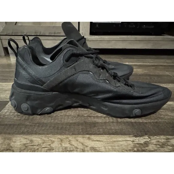 Nike React Element 55 Men's Sz 13 Triple Black  Sneaker Running Shoes BQ6166-008