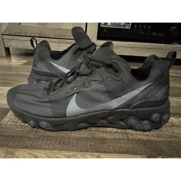 Nike React Element 55 Men's Sz 13 Triple Black  Sneaker Running Shoes BQ6166-008