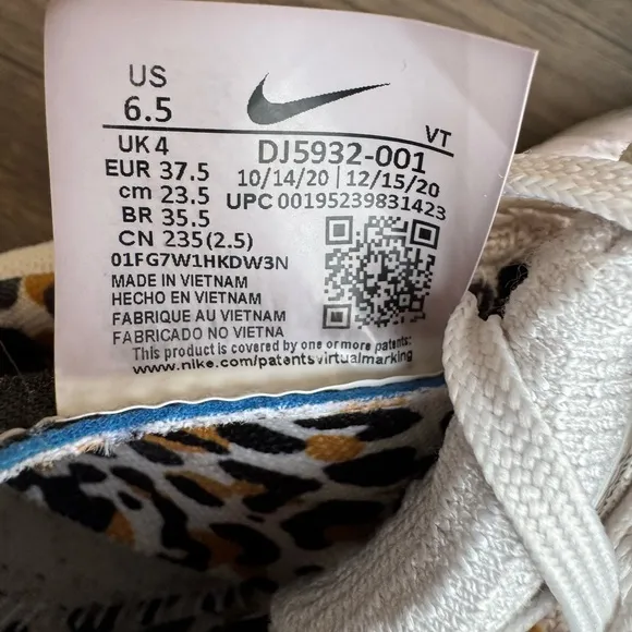 Nike React Infinity Flyknit Animal Print Athletic Shoes size 6.5
