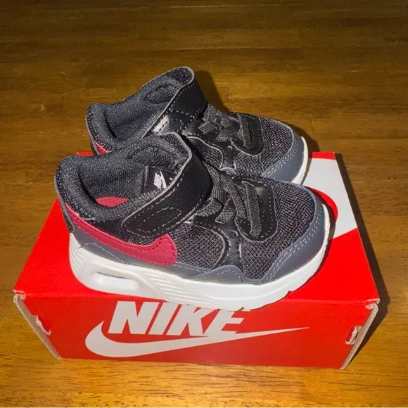 Nike Toddler's Air Max SC TDV Shoes Black Red 4c Lace &amp; Strap New With Tags