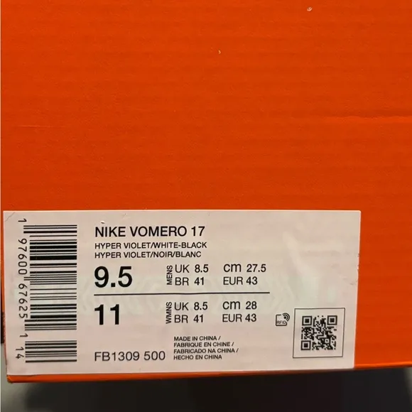 Nike Vomero 17 Running Shoes Hyper Violet/Black/Vivid Grape/White