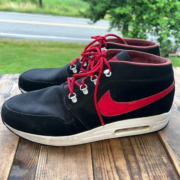 NIKE Wardour Air Max 1 Bred Sneakers Shoes 536901-061 | Black &amp; Red | Mens 13