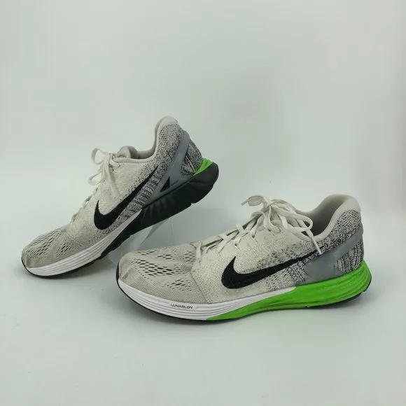 Nike White/Green Lunarglide 7 Athletic Shoes | Versatile Year-Round Wear