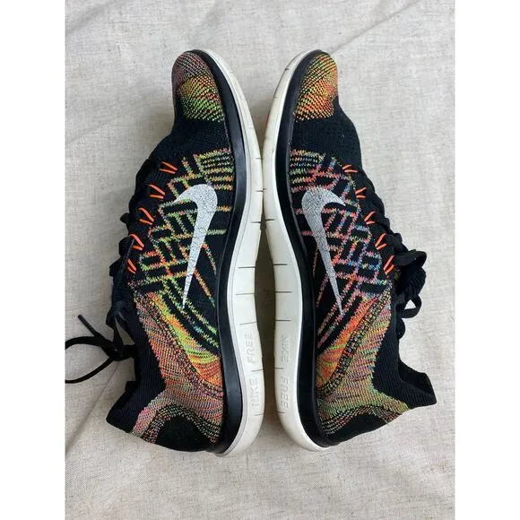 Nike Women's Flyknit Running Shoes Black Hyper Orange Size 8.5 RARE