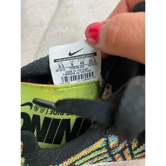 Nike Women's Flyknit Running Shoes Black Hyper Orange Size 8.5 RARE