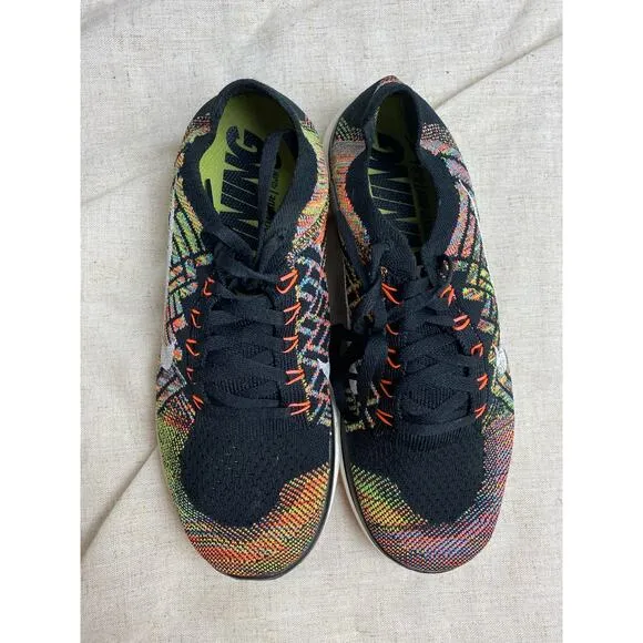 Nike Women's Flyknit Running Shoes Black Hyper Orange Size 8.5 RARE