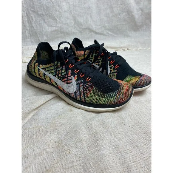 Nike Women's Flyknit Running Shoes Black Hyper Orange Size 8.5 RARE