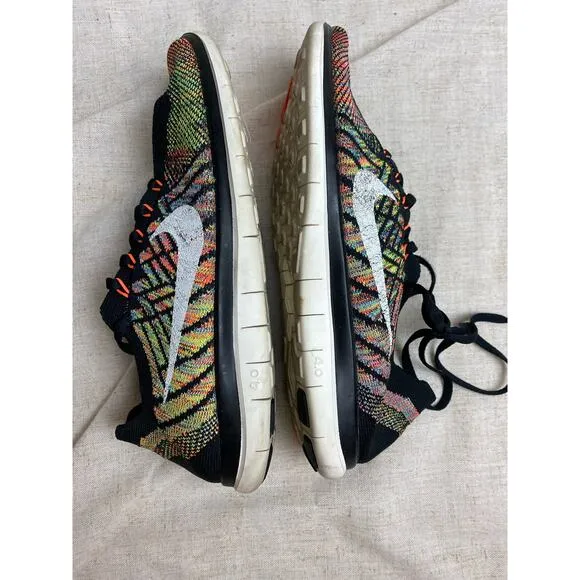 Nike Women's Flyknit Running Shoes Black Hyper Orange Size 8.5 RARE