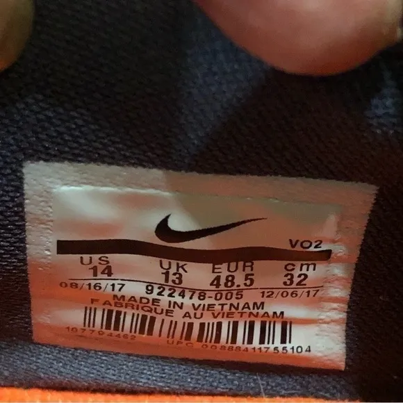 NIKE Zoom Train Command Navy Orange Training Sneakers Shoes 922478-005 Size 14