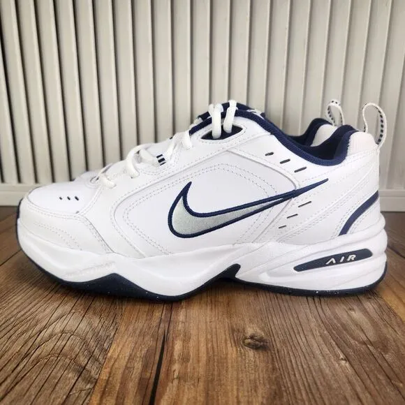 Nike Air Monarch IV Mens Sz 9 White Silver Dad Training Sneaker Shoes 415445-102