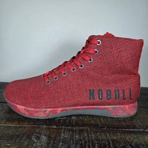 NOBULL High Top Trainer Mens Size 9 Gym Shoes Training Sneakers Red Gray