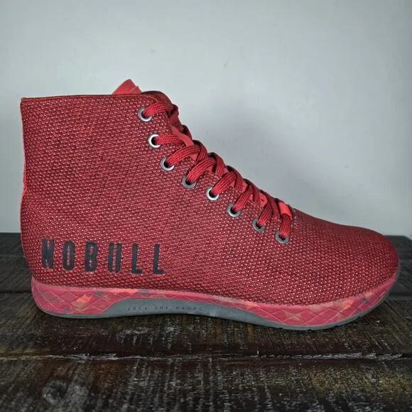 NOBULL High Top Trainer Mens Size 9 Gym Shoes Training Sneakers Red Gray