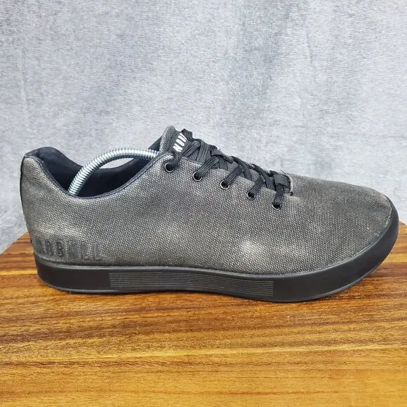 Nobull Shoes Men's 12 Black Canvas Lace Up Training Gym Sneakers NO INSOLES