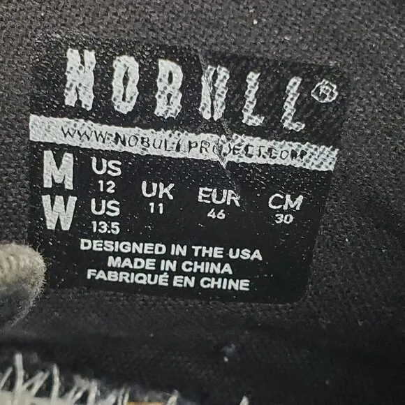 Nobull Shoes Men's 12 Black Canvas Lace Up Training Gym Sneakers NO INSOLES