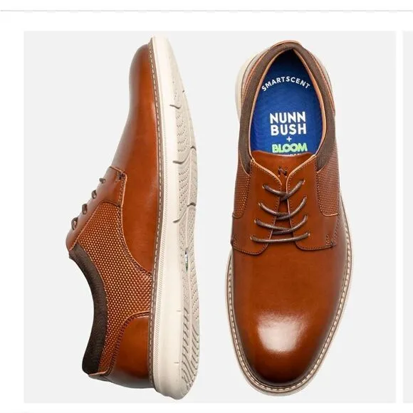 Nunn Bush Chase Plain Toe Oxford Dress Sneaker Shoes Cognac ,11M