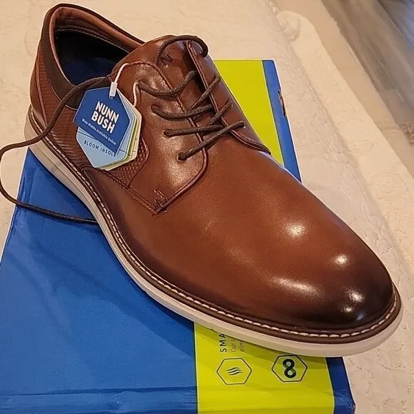 Nunn Bush Chase Plain Toe Oxford Dress Sneaker Shoes Cognac ,11M