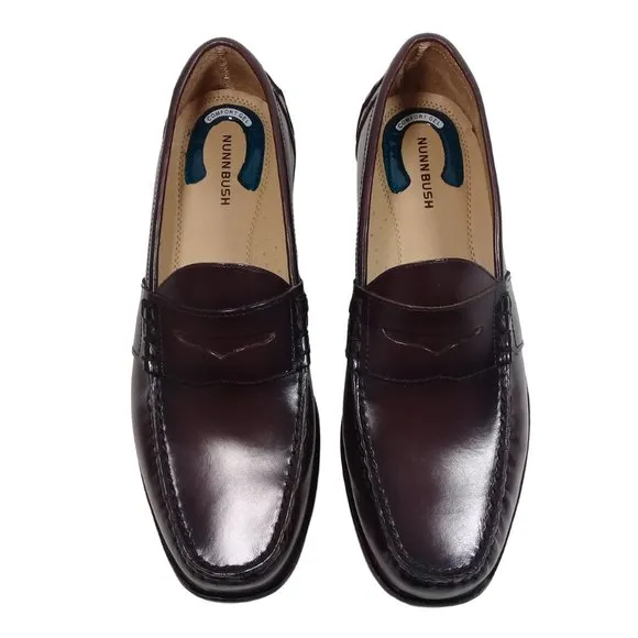 Nunn Bush Men's Lincoln Moc Toe Penny Loafer Brown Leather Shoes Size 12M