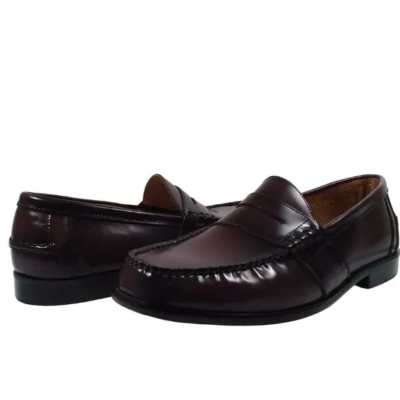 Nunn Bush Men's Lincoln Moc Toe Penny Loafer Brown Leather Shoes Size 12M