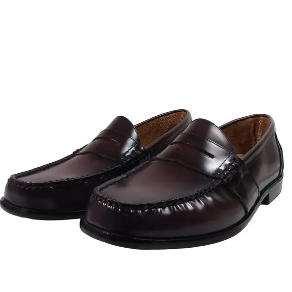 Nunn Bush Men's Lincoln Moc Toe Penny Loafer Brown Leather Shoes Size 12M